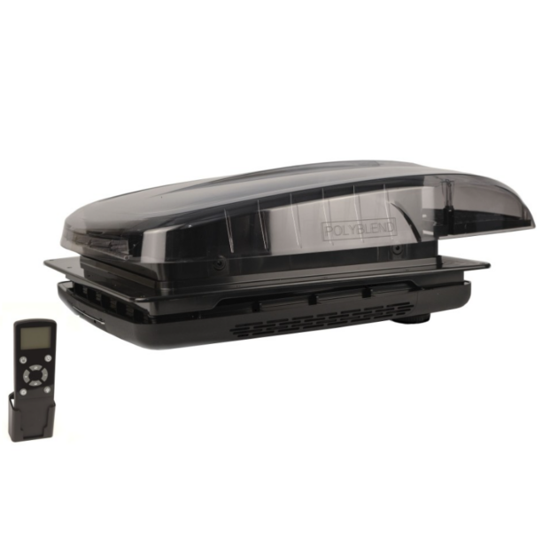 PLUS FAN TOTAL BLACK 4.0 okno dachowe z wentylatorem i oświetleniem LED do kampera, 400X400 mm